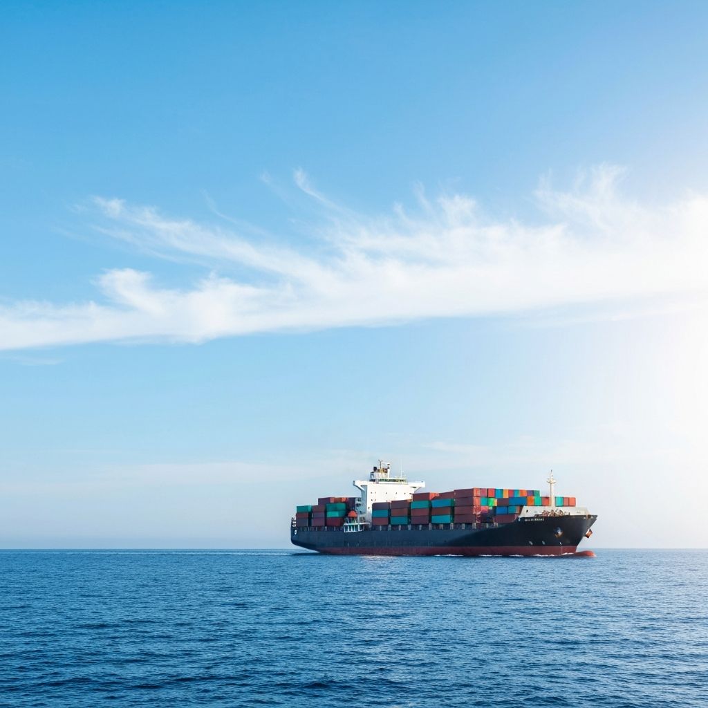 Cargo ship on the horizon